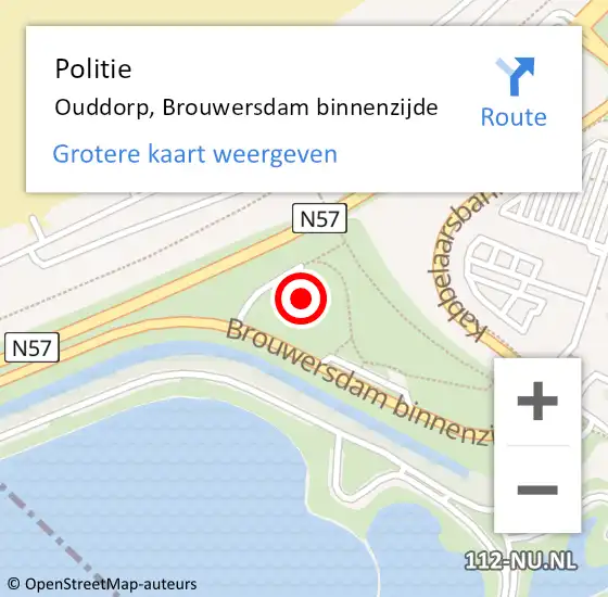 Locatie op kaart van de 112 melding: Politie Ouddorp, Brouwersdam binnenzijde op 7 september 2022 13:44