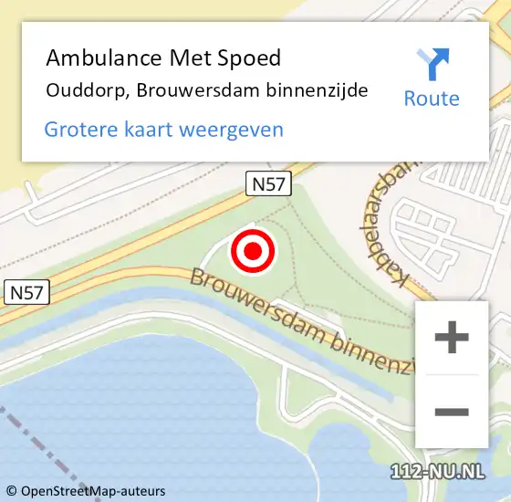 Locatie op kaart van de 112 melding: Ambulance Met Spoed Naar Ouddorp, Brouwersdam binnenzijde op 7 september 2022 13:48