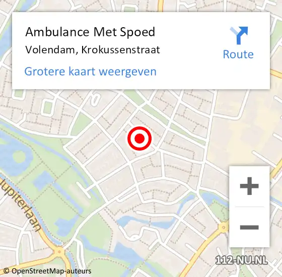 Locatie op kaart van de 112 melding: Ambulance Met Spoed Naar Volendam, Krokussenstraat op 7 september 2022 13:54