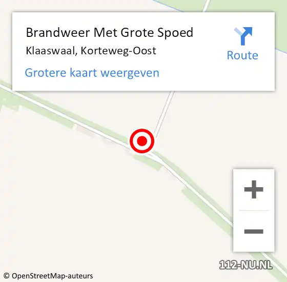 Locatie op kaart van de 112 melding: Brandweer Met Grote Spoed Naar Klaaswaal, Korteweg-Oost op 7 september 2022 13:55