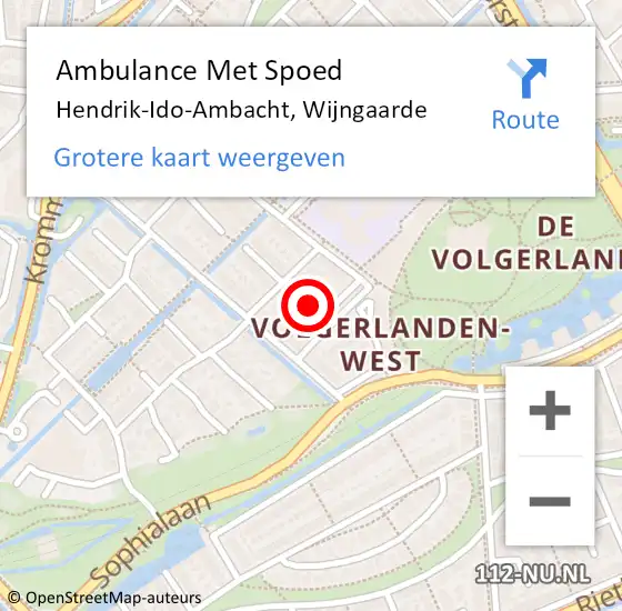 Locatie op kaart van de 112 melding: Ambulance Met Spoed Naar Hendrik-Ido-Ambacht, Wijngaarde op 7 september 2022 13:57