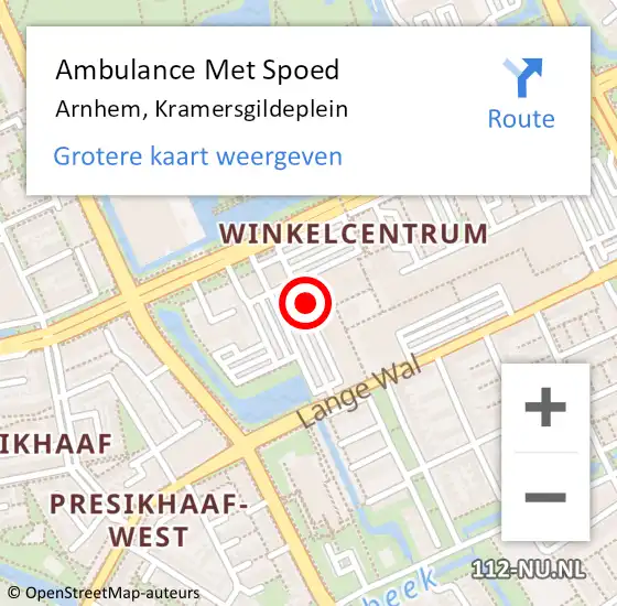 Locatie op kaart van de 112 melding: Ambulance Met Spoed Naar Arnhem, Kramersgildeplein op 7 september 2022 13:59