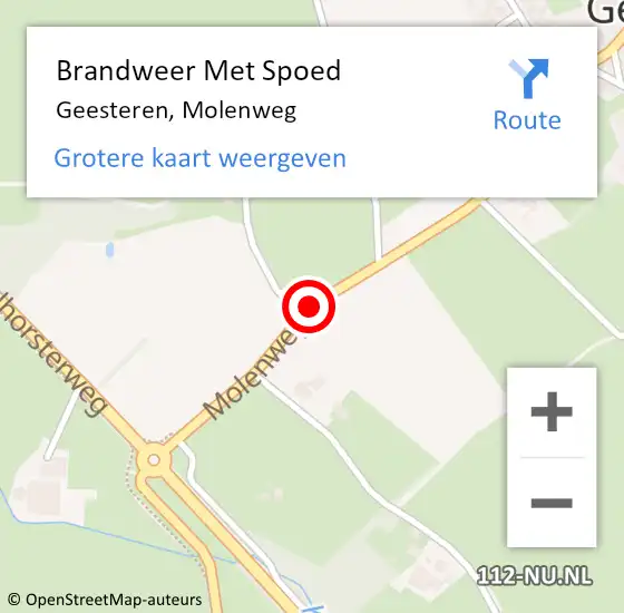 Locatie op kaart van de 112 melding: Brandweer Met Spoed Naar Geesteren, Molenweg op 28 juli 2014 17:15