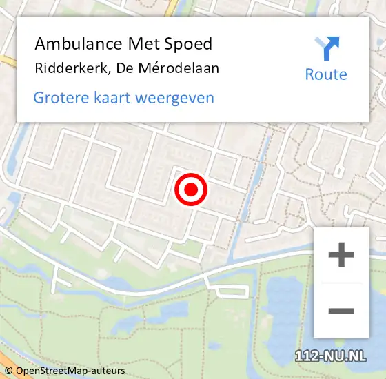 Locatie op kaart van de 112 melding: Ambulance Met Spoed Naar Ridderkerk, De Mérodelaan op 7 september 2022 14:01
