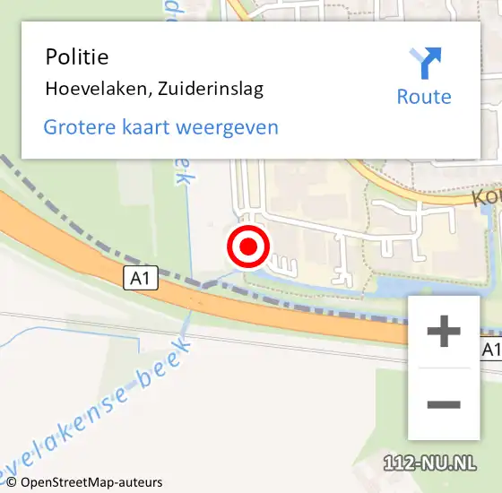 Locatie op kaart van de 112 melding: Politie Hoevelaken, Zuiderinslag op 7 september 2022 14:26