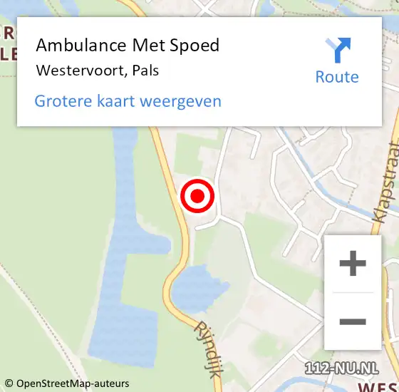 Locatie op kaart van de 112 melding: Ambulance Met Spoed Naar Westervoort, Pals op 7 september 2022 14:29