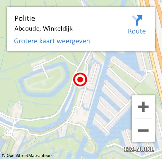 Locatie op kaart van de 112 melding: Politie Abcoude, Winkeldijk op 7 september 2022 15:01