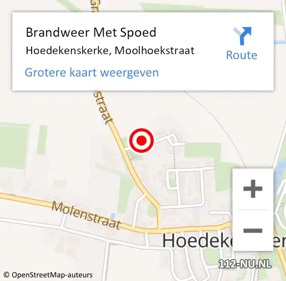 Locatie op kaart van de 112 melding: Brandweer Met Spoed Naar Hoedekenskerke, Moolhoekstraat op 7 september 2022 15:09