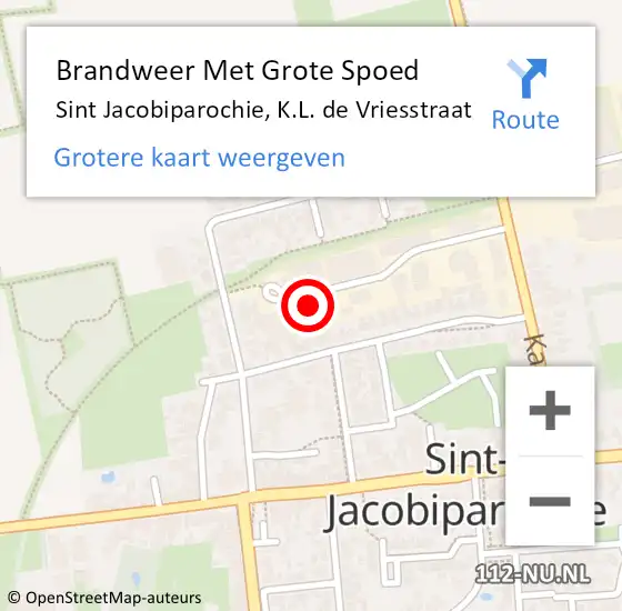 Locatie op kaart van de 112 melding: Brandweer Met Grote Spoed Naar Sint Jacobiparochie, K.L. de Vriesstraat op 7 september 2022 15:36