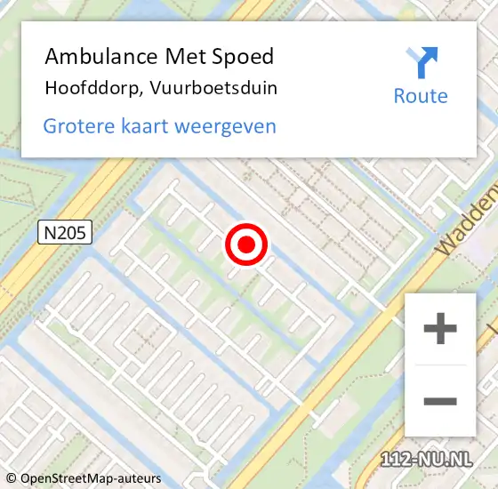 Locatie op kaart van de 112 melding: Ambulance Met Spoed Naar Hoofddorp, Vuurboetsduin op 7 september 2022 15:43