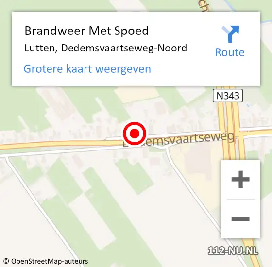 Locatie op kaart van de 112 melding: Brandweer Met Spoed Naar Lutten, Dedemsvaartseweg-Noord op 7 september 2022 15:46