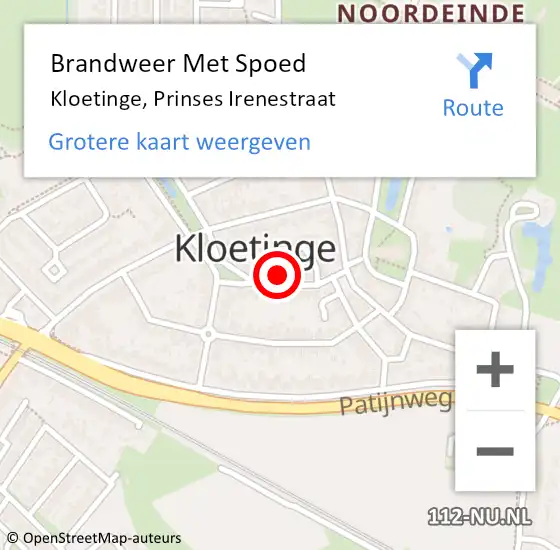 Locatie op kaart van de 112 melding: Brandweer Met Spoed Naar Kloetinge, Prinses Irenestraat op 7 september 2022 15:56