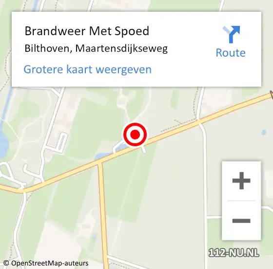 Locatie op kaart van de 112 melding: Brandweer Met Spoed Naar Bilthoven, Maartensdijkseweg op 7 september 2022 16:13