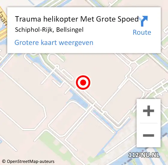 Locatie op kaart van de 112 melding: Trauma helikopter Met Grote Spoed Naar Schiphol-Rijk, Bellsingel op 7 september 2022 16:30