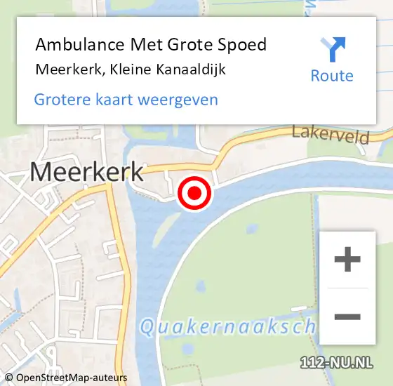 Locatie op kaart van de 112 melding: Ambulance Met Grote Spoed Naar Meerkerk, Kleine Kanaaldijk op 7 september 2022 16:31