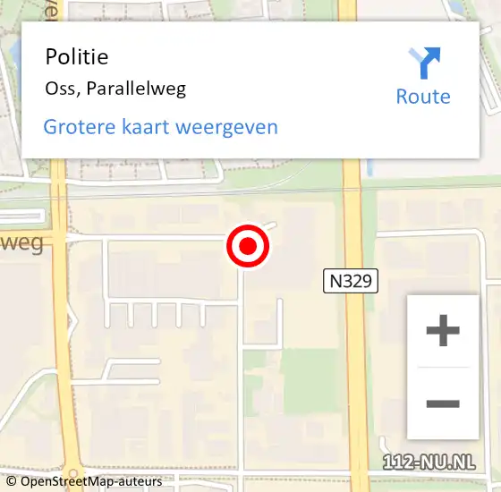 Locatie op kaart van de 112 melding: Politie Oss, Parallelweg op 7 september 2022 16:35