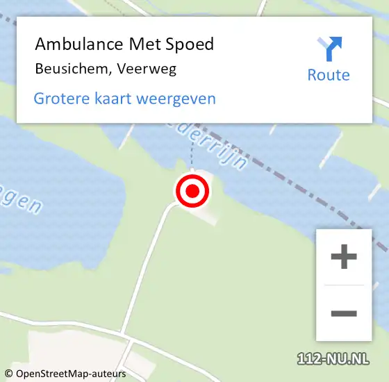 Locatie op kaart van de 112 melding: Ambulance Met Spoed Naar Beusichem, Veerweg op 7 september 2022 16:43