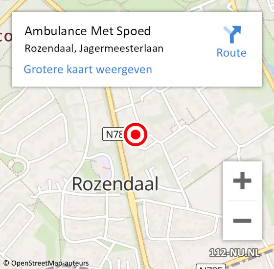 Locatie op kaart van de 112 melding: Ambulance Met Spoed Naar Rozendaal, Jagermeesterlaan op 7 september 2022 16:48