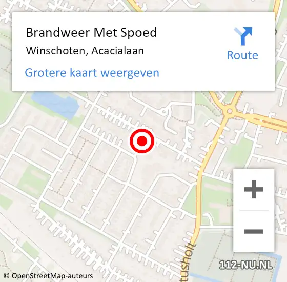 Locatie op kaart van de 112 melding: Brandweer Met Spoed Naar Winschoten, Acacialaan op 7 september 2022 17:00