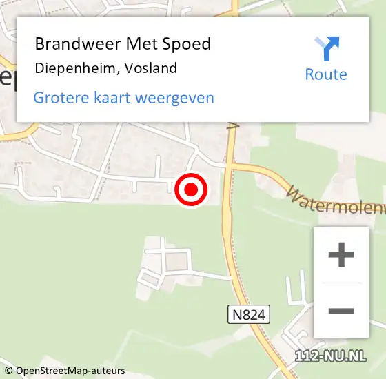 Locatie op kaart van de 112 melding: Brandweer Met Spoed Naar Diepenheim, Vosland op 28 juli 2014 17:26