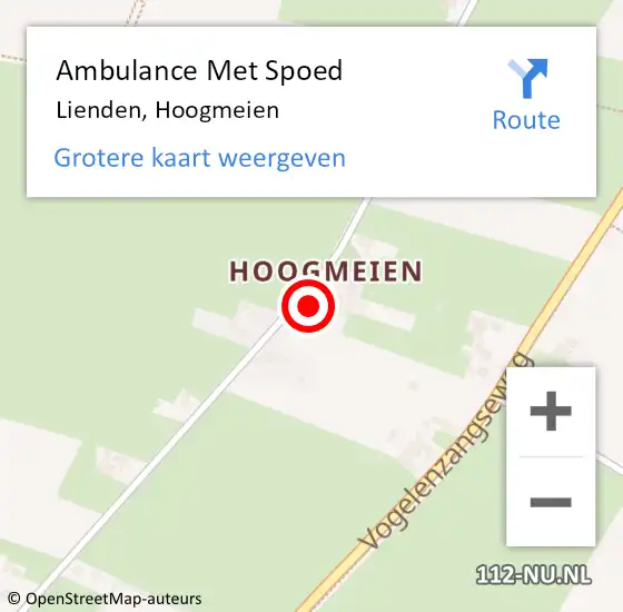 Locatie op kaart van de 112 melding: Ambulance Met Spoed Naar Lienden, Hoogmeien op 7 september 2022 17:20