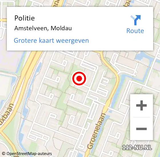 Locatie op kaart van de 112 melding: Politie Amstelveen, Moldau op 28 juli 2014 17:28