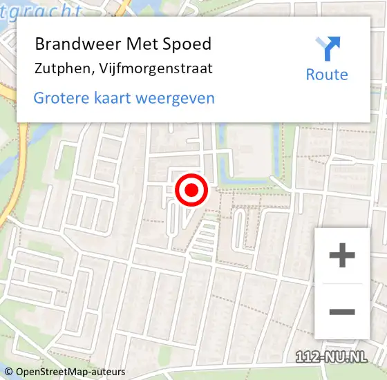 Locatie op kaart van de 112 melding: Brandweer Met Spoed Naar Zutphen, Vijfmorgenstraat op 28 juli 2014 17:28