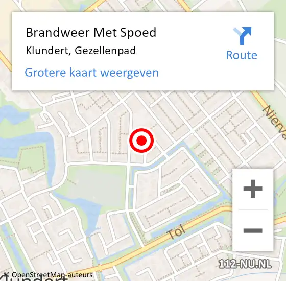 Locatie op kaart van de 112 melding: Brandweer Met Spoed Naar Klundert, Gezellenpad op 7 september 2022 17:30