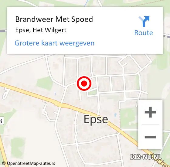 Locatie op kaart van de 112 melding: Brandweer Met Spoed Naar Epse, Het Wilgert op 7 september 2022 17:38