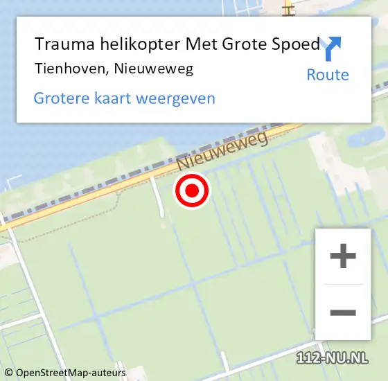 Locatie op kaart van de 112 melding: Trauma helikopter Met Grote Spoed Naar Tienhoven, Nieuweweg op 7 september 2022 17:55