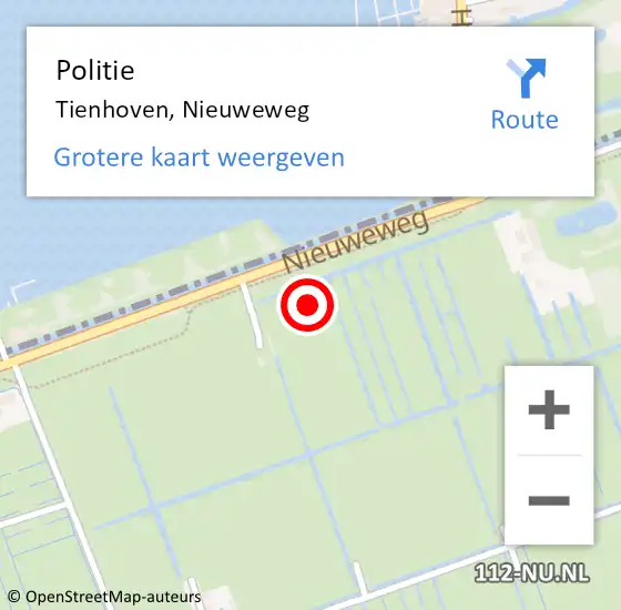 Locatie op kaart van de 112 melding: Politie Tienhoven, Nieuweweg op 7 september 2022 17:55