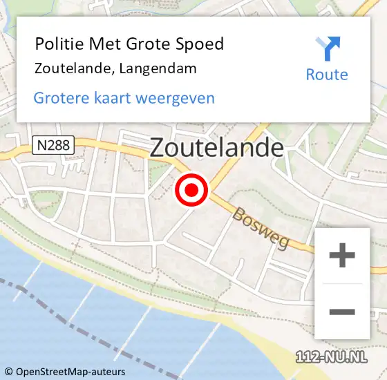 Locatie op kaart van de 112 melding: Politie Met Grote Spoed Naar Zoutelande, Langendam op 7 september 2022 17:56