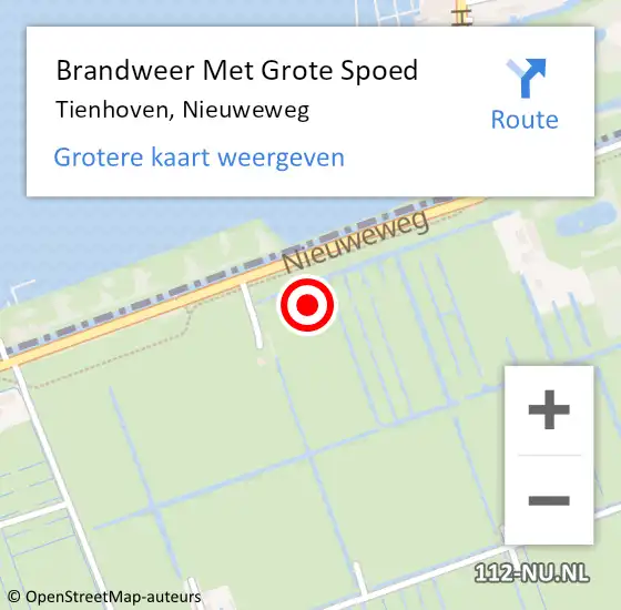 Locatie op kaart van de 112 melding: Brandweer Met Grote Spoed Naar Tienhoven, Nieuweweg op 7 september 2022 17:59