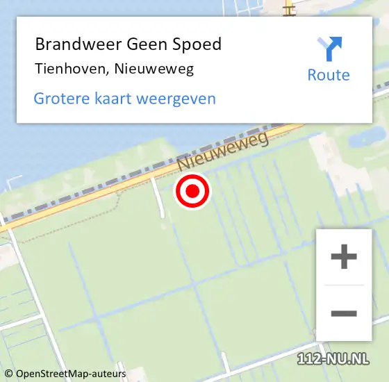 Locatie op kaart van de 112 melding: Brandweer Geen Spoed Naar Tienhoven, Nieuweweg op 7 september 2022 18:01