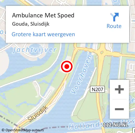 Locatie op kaart van de 112 melding: Ambulance Met Spoed Naar Gouda, Sluisdijk op 7 september 2022 18:01