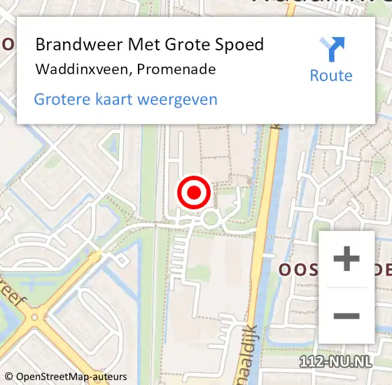 Locatie op kaart van de 112 melding: Brandweer Met Grote Spoed Naar Waddinxveen, Promenade op 7 september 2022 18:14