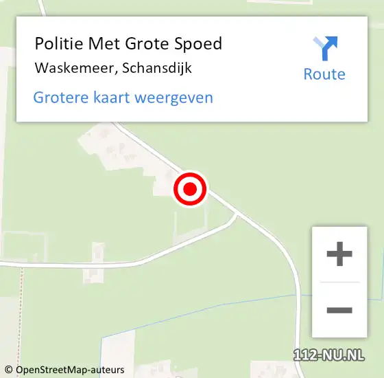 Locatie op kaart van de 112 melding: Politie Met Grote Spoed Naar Waskemeer, Schansdijk op 7 september 2022 18:16