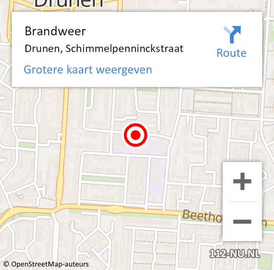 Locatie op kaart van de 112 melding: Brandweer Drunen, Schimmelpenninckstraat op 9 oktober 2013 20:45