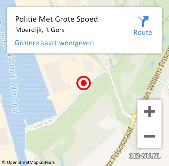 Locatie op kaart van de 112 melding: Politie Met Grote Spoed Naar Moerdijk, 't Gors op 7 september 2022 18:39
