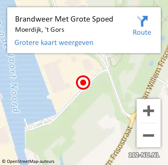 Locatie op kaart van de 112 melding: Brandweer Met Grote Spoed Naar Moerdijk, 't Gors op 7 september 2022 18:39