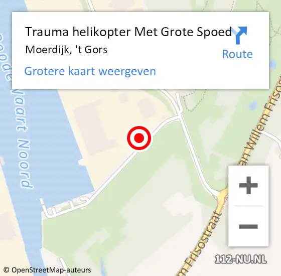 Locatie op kaart van de 112 melding: Trauma helikopter Met Grote Spoed Naar Moerdijk, 't Gors op 7 september 2022 18:50