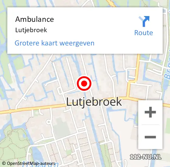 Locatie op kaart van de 112 melding: Ambulance Lutjebroek op 7 september 2022 18:52