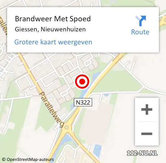 Locatie op kaart van de 112 melding: Brandweer Met Spoed Naar Giessen, Nieuwenhuizen op 7 september 2022 18:58