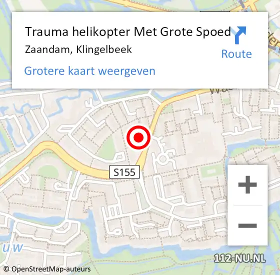 Locatie op kaart van de 112 melding: Trauma helikopter Met Grote Spoed Naar Zaandam, Klingelbeek op 7 september 2022 18:58