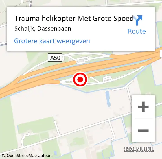 Locatie op kaart van de 112 melding: Trauma helikopter Met Grote Spoed Naar Schaijk, Dassenbaan op 7 september 2022 18:59