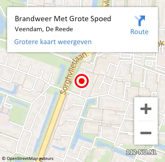 Locatie op kaart van de 112 melding: Brandweer Met Grote Spoed Naar Veendam, De Reede op 7 september 2022 19:04