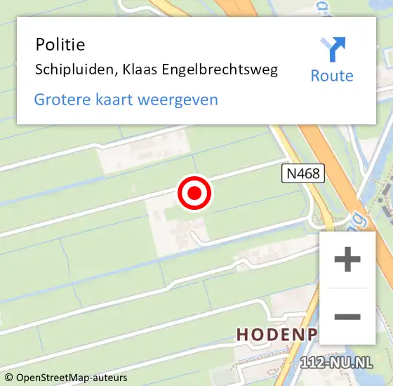 Locatie op kaart van de 112 melding: Politie Schipluiden, Klaas Engelbrechtsweg op 7 september 2022 19:04