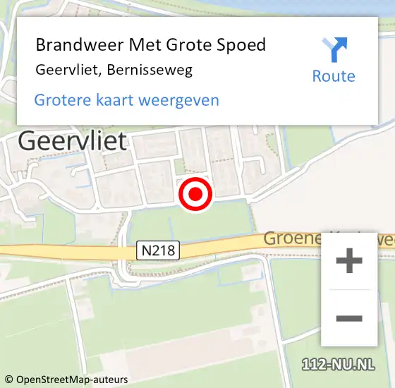 Locatie op kaart van de 112 melding: Brandweer Met Grote Spoed Naar Geervliet, Bernisseweg op 7 september 2022 19:21