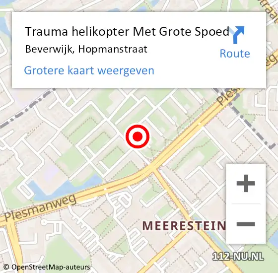 Locatie op kaart van de 112 melding: Trauma helikopter Met Grote Spoed Naar Beverwijk, Hopmanstraat op 7 september 2022 19:24