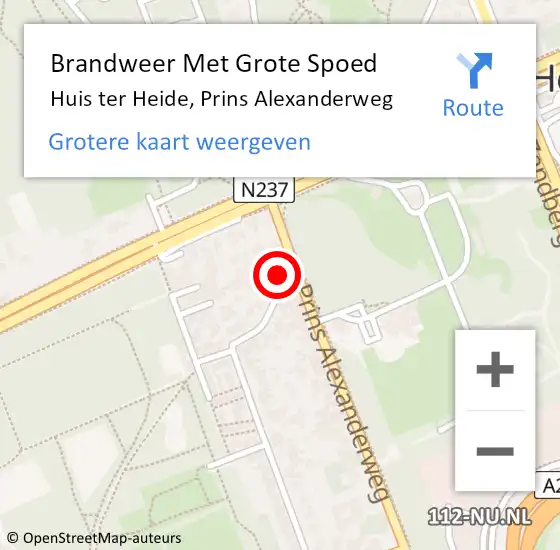 Locatie op kaart van de 112 melding: Brandweer Met Grote Spoed Naar Huis ter Heide, Prins Alexanderweg op 7 september 2022 19:31